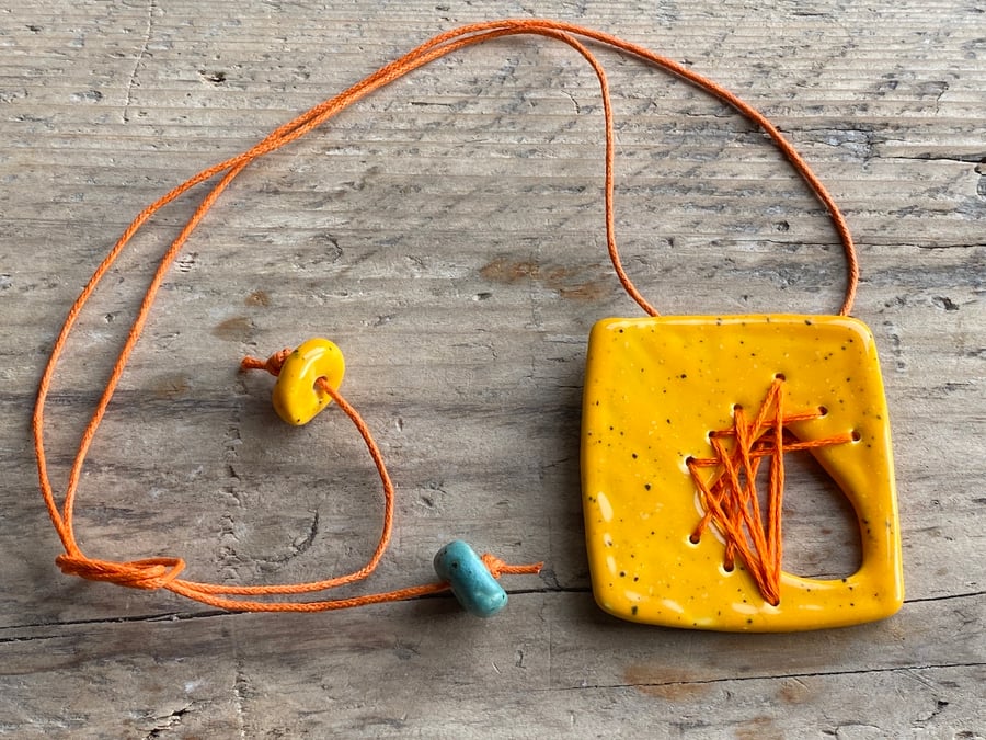 Handmade Ceramic Statement Pendant Necklace