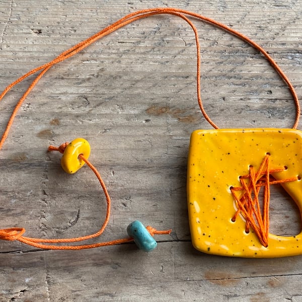Handmade Ceramic Statement Pendant Necklace