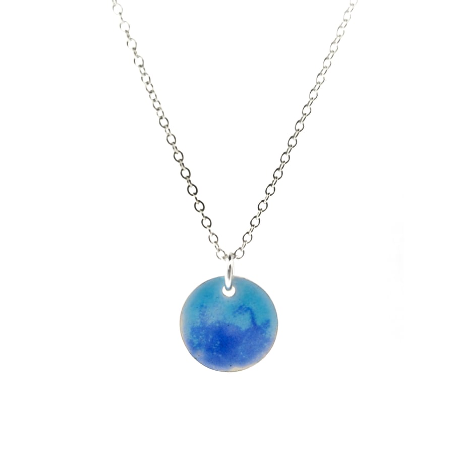 Silver blue mix Rockpool pendant necklace - small