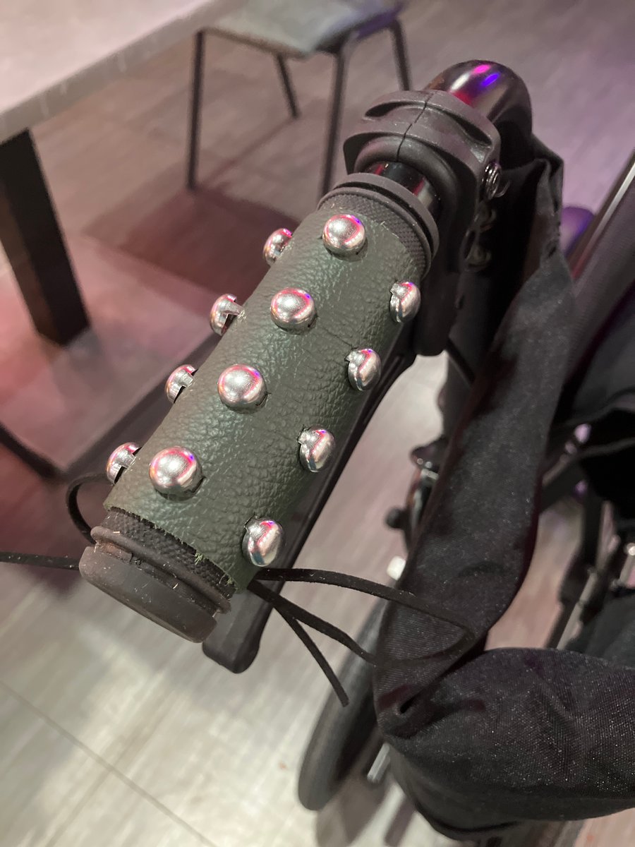 Dark Green coloured Leather Wheelchair Handle Decorations with Chrome Dome Studs