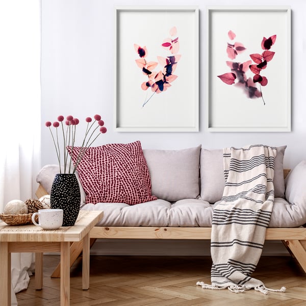 Cottagecore decor bedroom art prints, Floral wall hanging home decor set x 2
