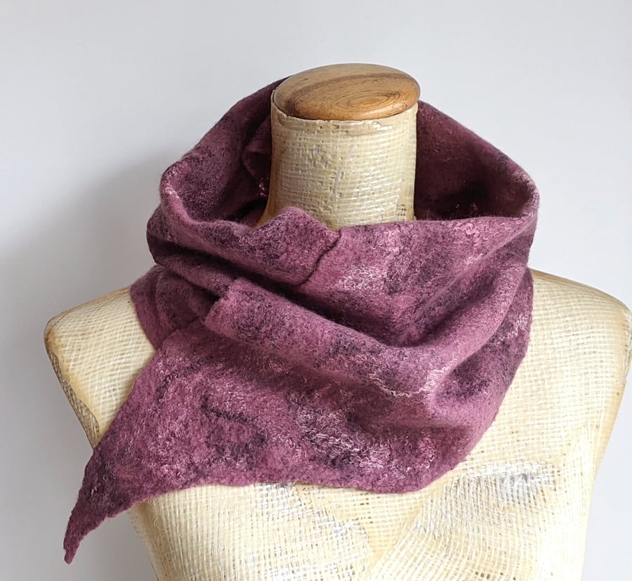 Felted reversible cowl - dusky pink shades