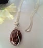 "Cherry Blossom" flower Agate silver wrappedpendant
