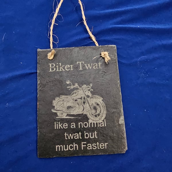 Slate biker twat sign humour 