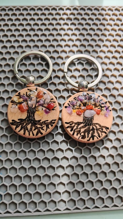 Handmade Tree of Life: Crystal Resin Keychain