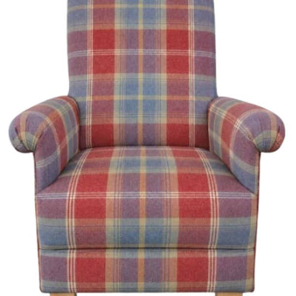 Tartan Armchair Porter Stone Balmoral Check Adult Chair Accent Ruby Red Purple