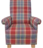 Tartan Armchair Porter Stone Balmoral Check Adult Chair Accent Ruby Red Purple