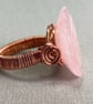Rose Quartz Flower Copper Wire Wrap Cocktail Ring, Various Sizes - Image 4