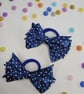 Pair of Satin Bow Hair Bands – Dark Blue with White Polka Dots, Stylish Idea - Image 9