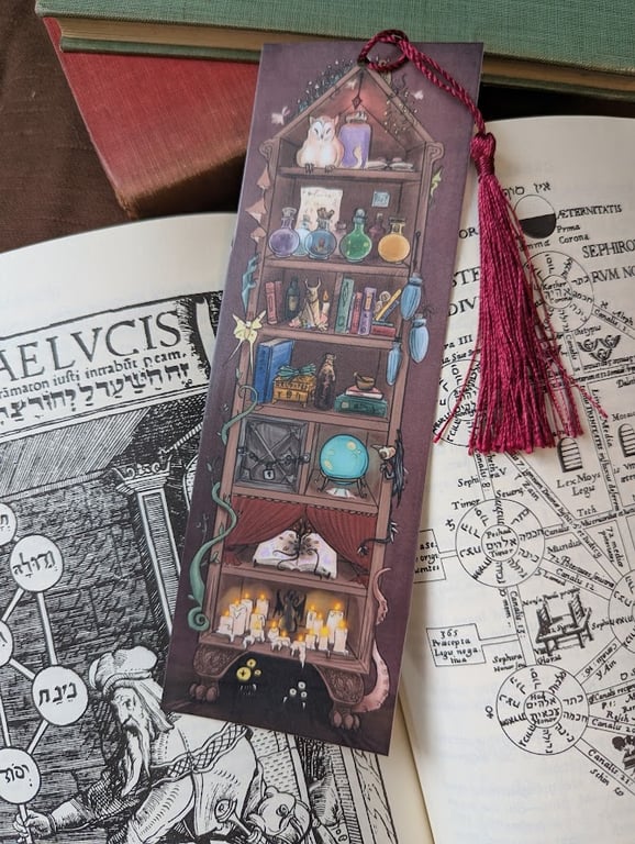 The Sorcerer's Bookshelf bookmark (original digital illustration)
