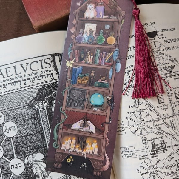 The Sorcerer's Bookshelf bookmark (original digital illustration)