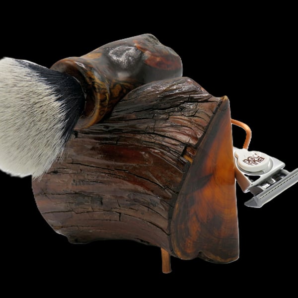 Handcrafted Yew wood & Copper Shaving Stand for brush and razor (SKU SS22)