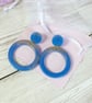 Big blue hoop earrings, bright blue resin earrings, colourful jewellery - Image 4