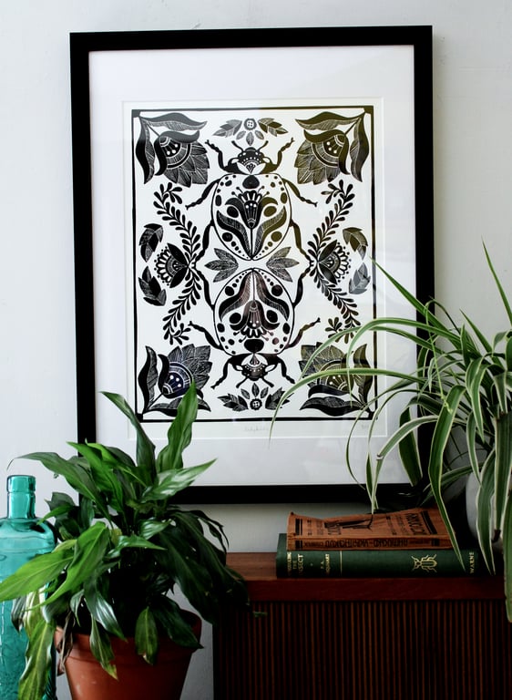 Ladybirds - Limited edition lino print