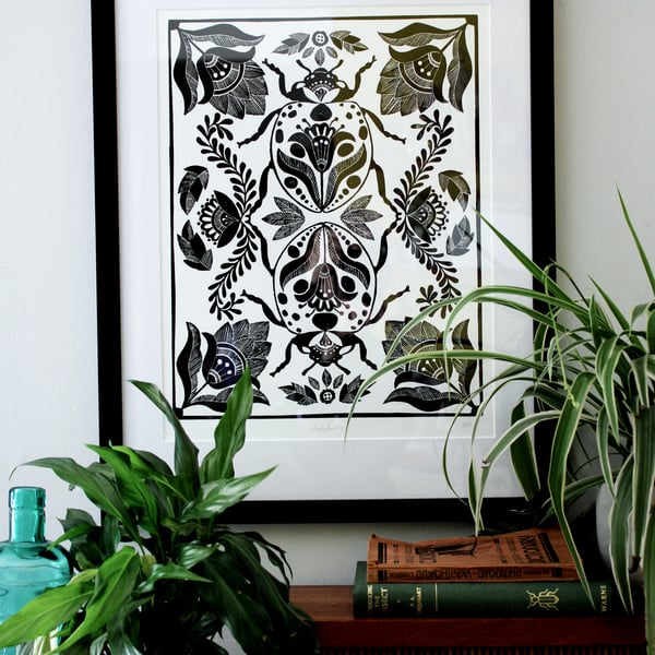 Ladybirds - Limited edition lino print