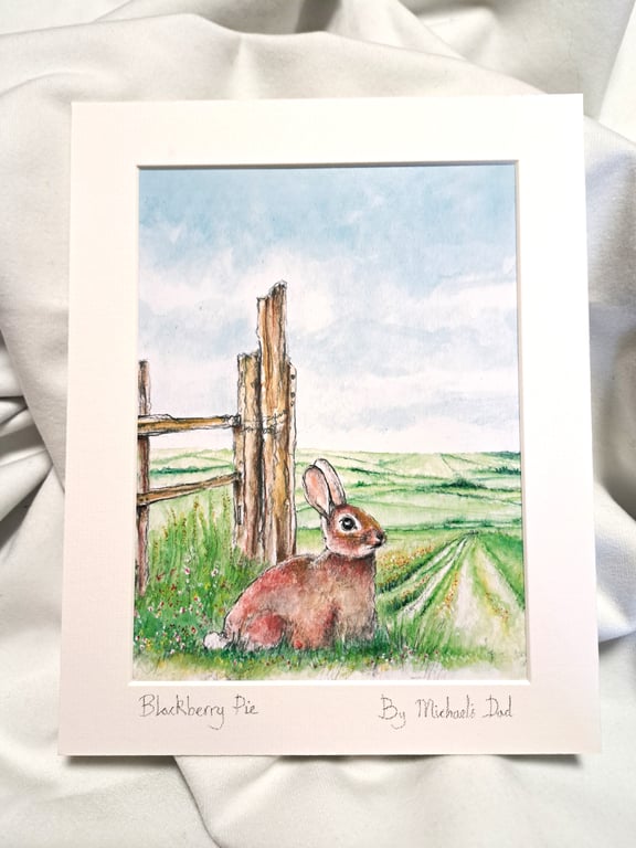 Watercolour print of a Southdowns Sussex Rabbit