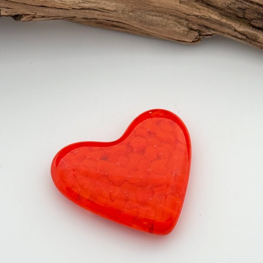 Orange Fused Glass Heart