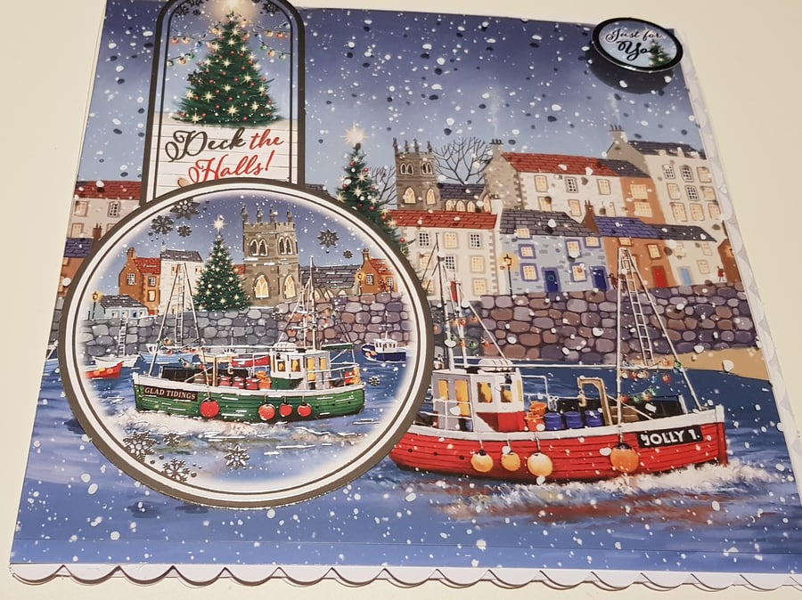 Coastal Boat Christmas Card