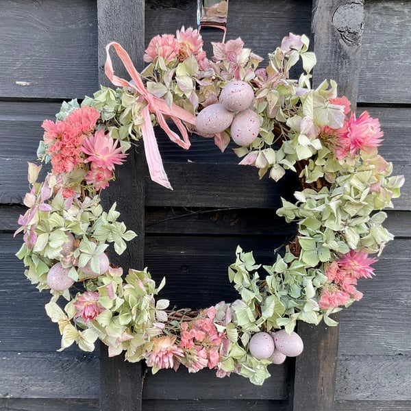Dried flower wreath - “Pink Spring”