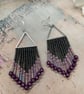 Beaded fringe dangle boho earrings, unique gift for her, handmade accessories  - Image 6