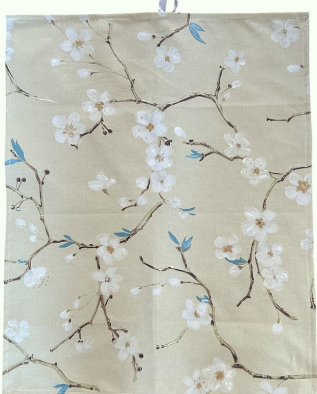 Flora Print Large Cotton Linen Tea Towel