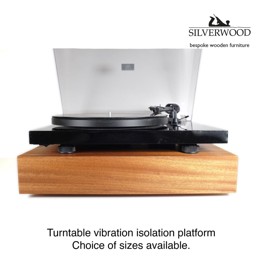Turntable vibration isolation platform. Oak, walnut or maple edge grain. 