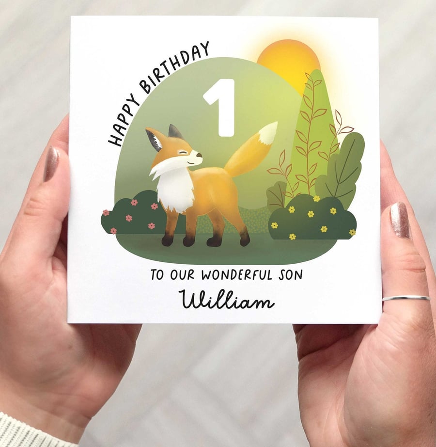 First Birthday Card, Personalised with Name, Can be Customised for Any Age