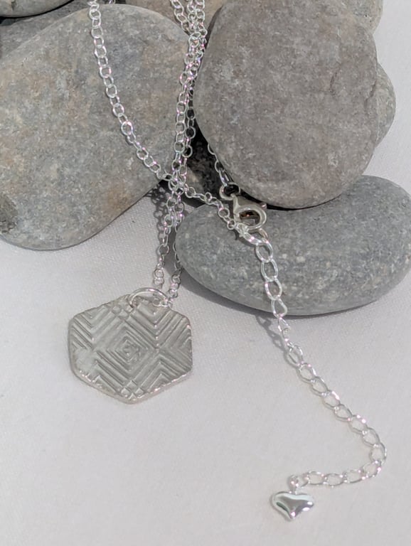 Fine Silver Hexagon Pendant