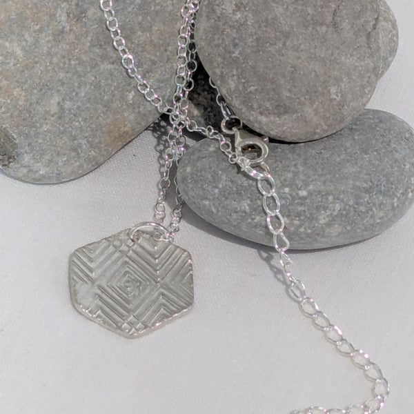 Fine Silver Hexagon Pendant