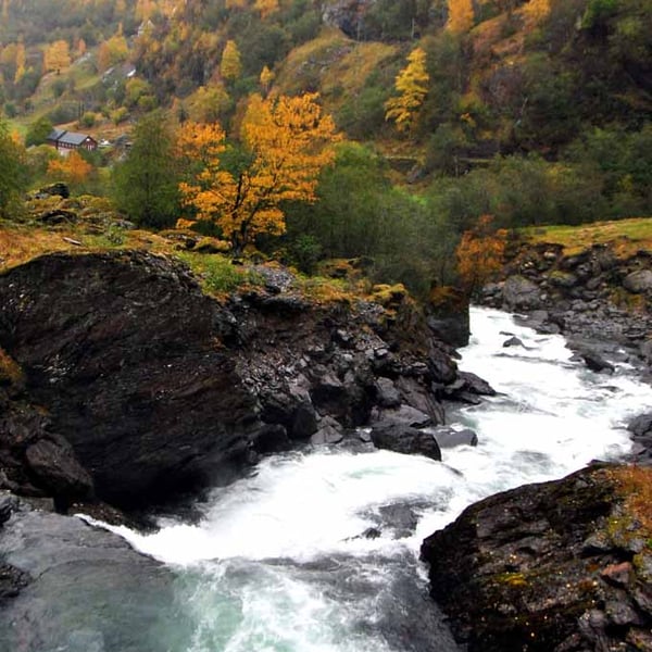 Waterfall Flamsdalen Valley Flam Norway Photograph Print