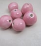 6 Medium Shell Pink Glazed Clay Beads - Image 1