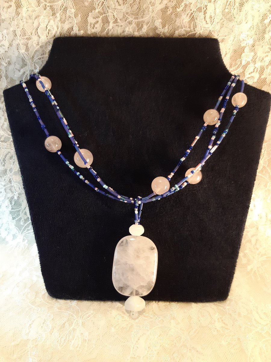 Seconds Sunday - Rose quartz beaded necklace