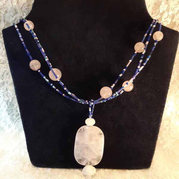 Seconds Sunday - Rose quartz beaded necklace