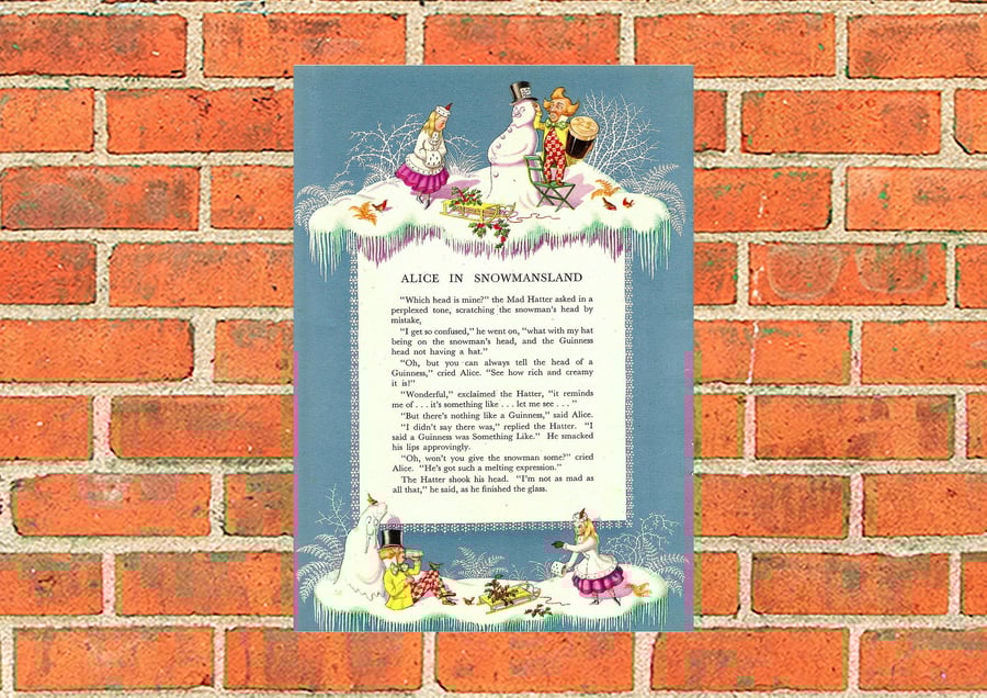 Guinness metal sign. Alice in Snowmansland. For pub, bar or mancave