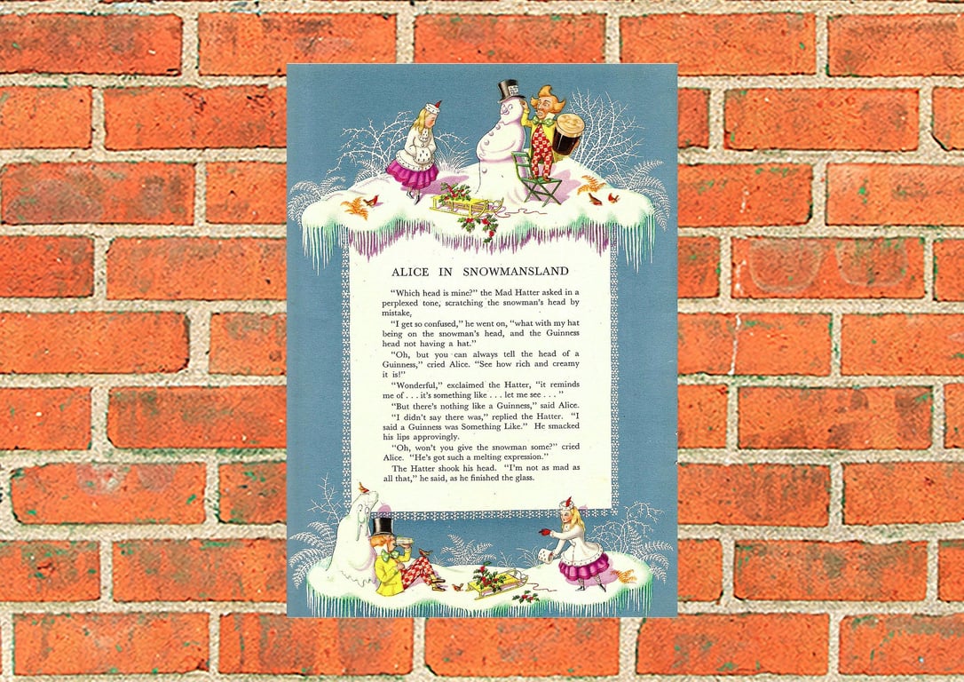 Guinness metal sign. Alice in Snowmansland. For pub, bar or mancave