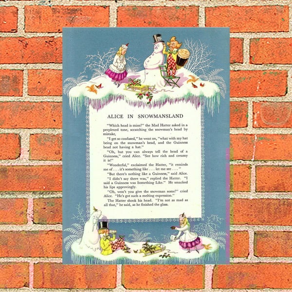 Guinness metal sign. Alice in Snowmansland. For pub, bar or mancave