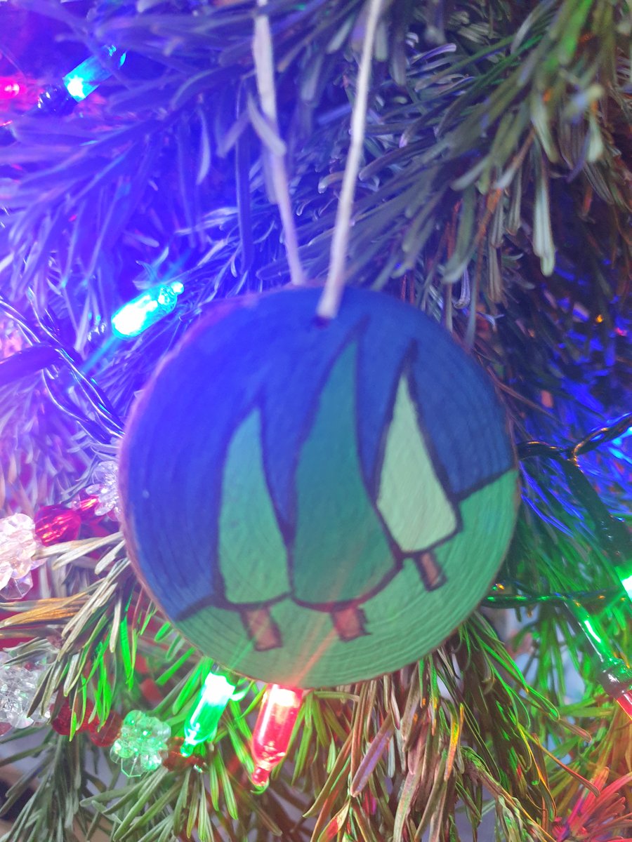 3 trees handpainted wooden slice