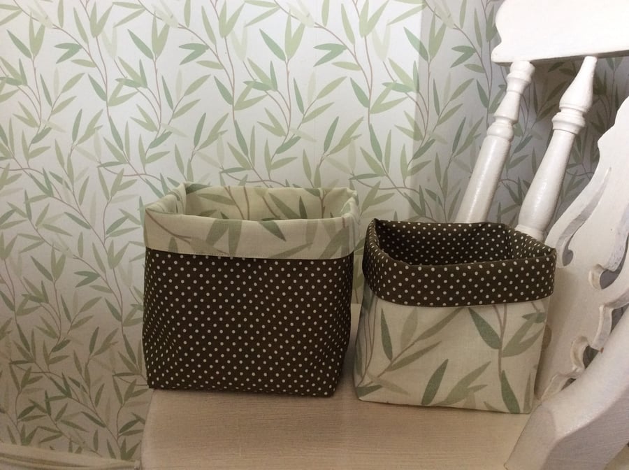 Reversible set of 2 fabric baskets, storage box’s 