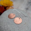 Copper Bark Pattern Disc Earrings - JBJ1088
