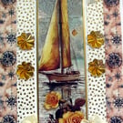Yellow Sailing Boat - Hand Crafted Decoupage Greeting Card - Blank - 3247