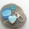 Heart Flower and Disc Hand Bag Charm, Blue Bag Charm, Bag Accessories