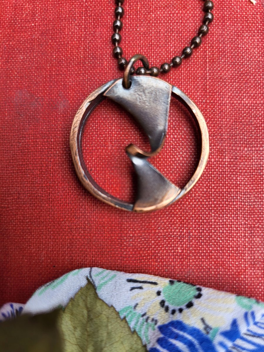 Oxidized circle necklace, circle pendant, oxidized copper jewellery, unisex gift