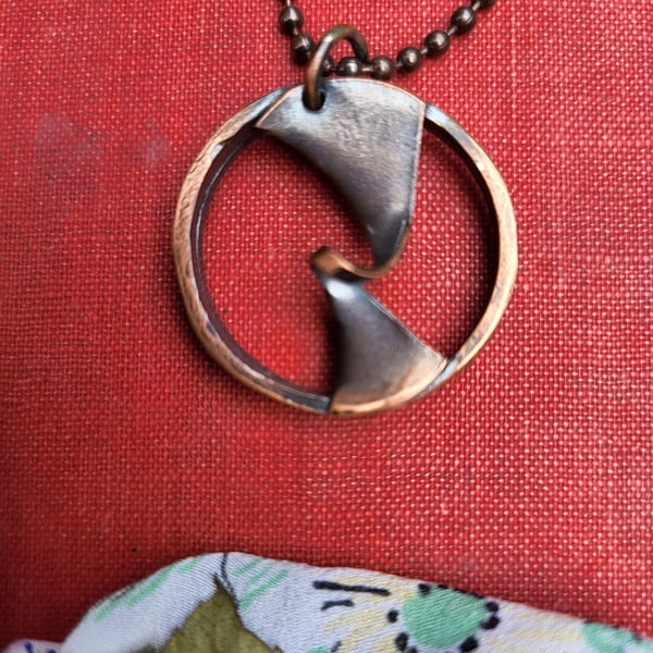 Oxidized circle necklace, circle pendant, oxidized copper jewellery, unisex gift