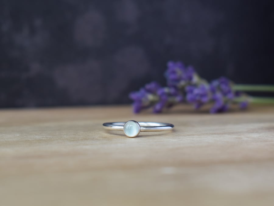 Aquamarine Ring, Silver Gemstone Ring, March Birthstone Jewellery