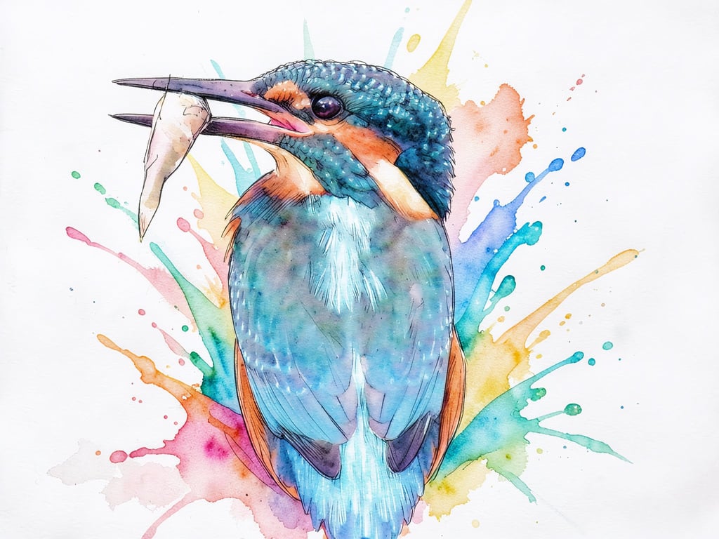 Kingfisher with Fish Norfolk Greeting Card A5