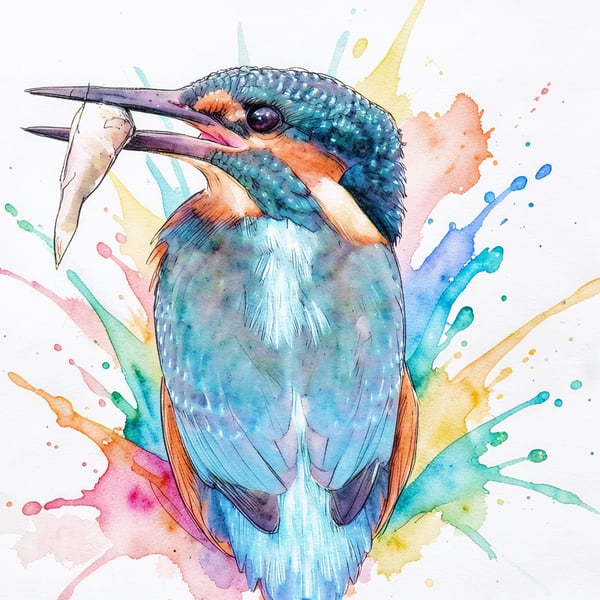 Kingfisher with Fish Norfolk Greeting Card A5