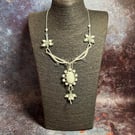 Moonstone Dragonfly handmade wire wrapped and seed bead necklace with Moonstone 