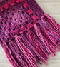 Chunky Crocheted Granny Square Scarf - Shades of Pink - Image 3