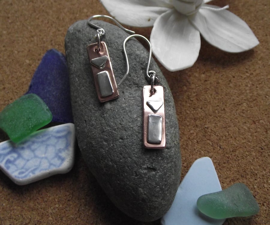 Copper and Sterling silver earrings