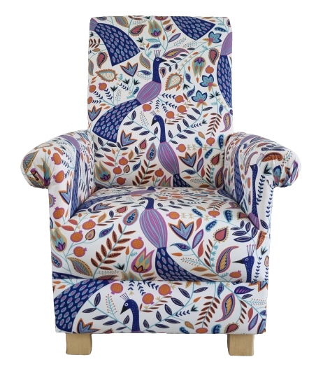 Kids Armchair Blue Purple Peacocks Children's Chair Lounge Bedroom Seat